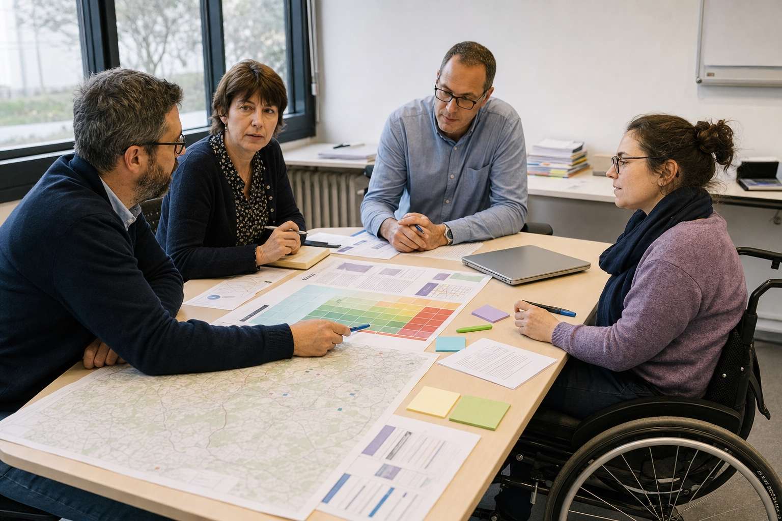 Réunion d’analyse autour de cartographies et de livrables Handicapologie